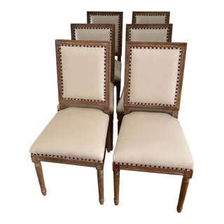 Set of 6 French Louis XVI Style Dining Chairs For Sale