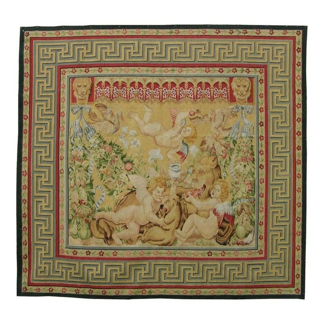 Textile Vintage English Flying Angels Design Tapestry For Sale - Image 7 of 9