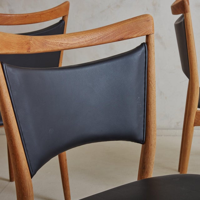 Wood 'Sw86' Black Vinyl + Oak Dining Chair by Finn Juhl - 3 Available For Sale - Image 7 of 11
