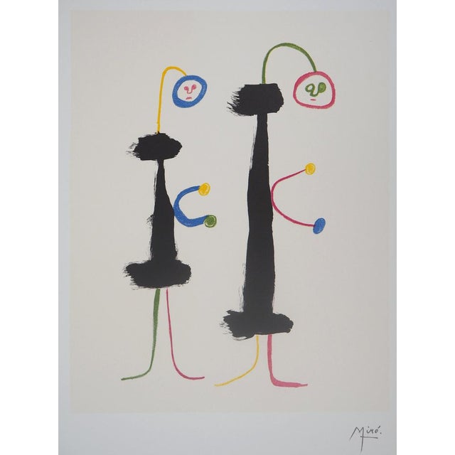 Joan Miro (1893-1983) (after) Surreal loving couple Color lithograph Signed in the plate 60 x 45 cm on vellum Printed in...