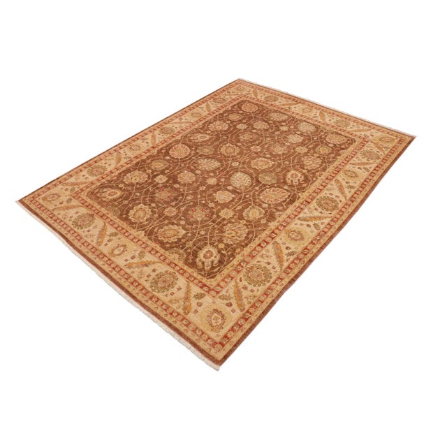 Shabby Chic Shabby Chic Evita Brown Beige Hand-Knotted Wool Rug - 9'0'' X 12'0'' For Sale - Image 3 of 8