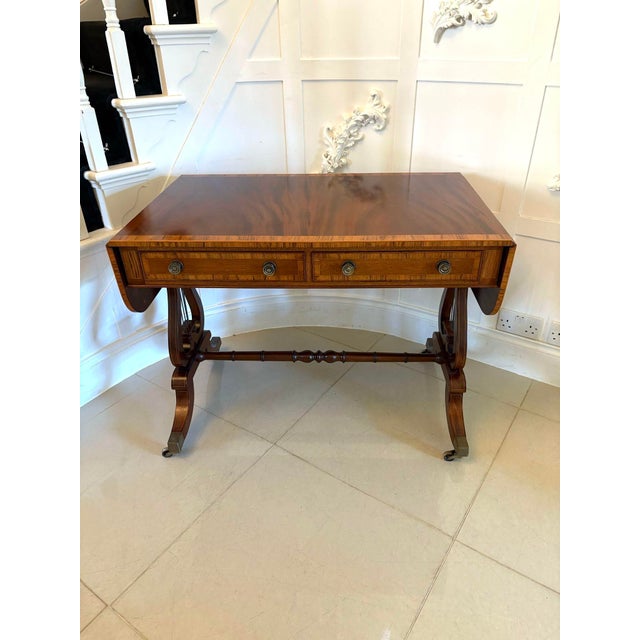Fine Antique Edwardian Figured Mahogany Side Table, 1910 For Sale - Image 3 of 17
