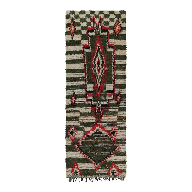 1950s Vintage Azilal Moroccan Runner and Boucherouite Rug by Rug & Kilim For Sale