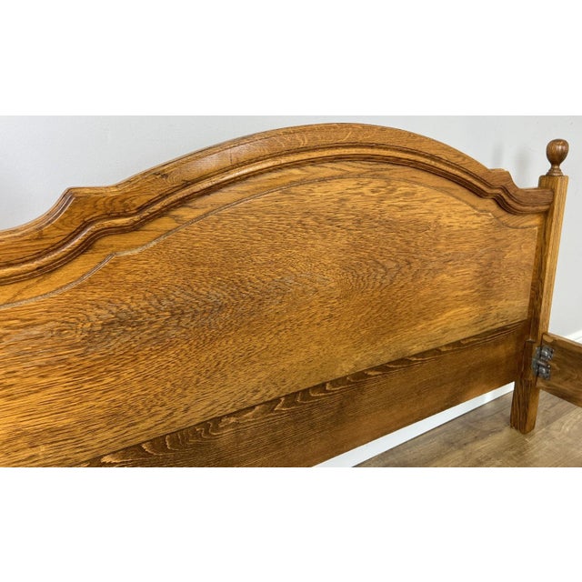 Vintage French Double Bed Frame with Carved Headboard For Sale - Image 9 of 13