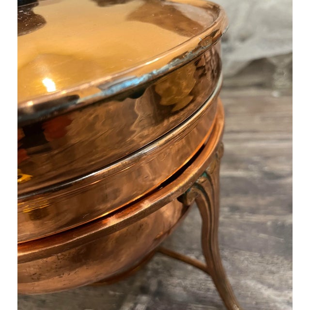 Mid Century Copper Chafing Dish on Footed Stand For Sale - Image 9 of 10