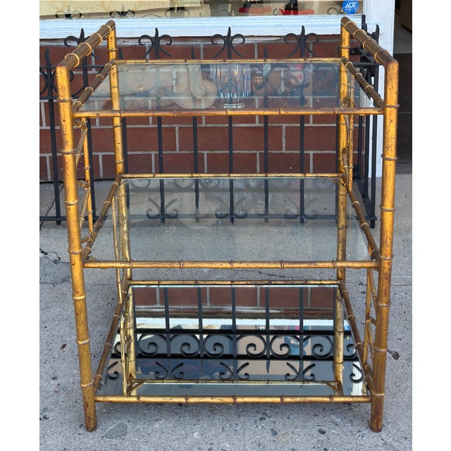 1960s 1960’s Hollywood Regency Faux Bamboo Cocktail Bar Cart For Sale - Image 5 of 11