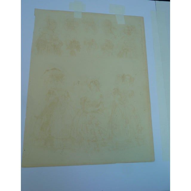 Set of 6 1837 the Beau Monde Hand-Colored Millinery & Fashion Plates 11" X 14" Custom Mat For Sale - Image 11 of 11