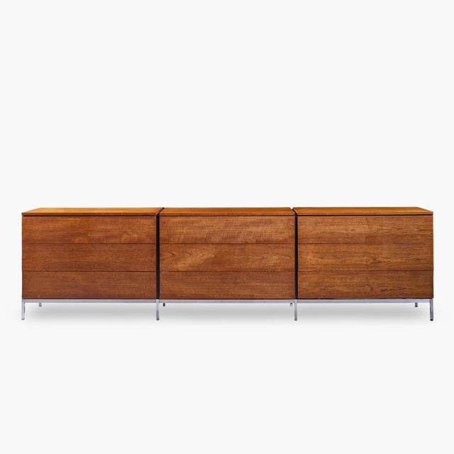 Florence Knoll Mid Century Teak Triple Dresser This dresser measures: 109.75 wide x 19.25 deep x 28.75 inches high Great...