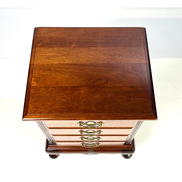 Wood Vintage Continental Furniture Co. Queen Anne Style Mahogany 4-Drawer Bedside Chest For Sale - Image 7 of 16