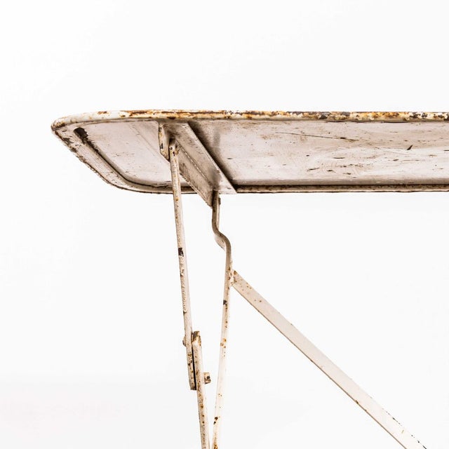 Metal Vintage French White Rectangular Metal Folding Dining Table, 1950s For Sale - Image 7 of 10