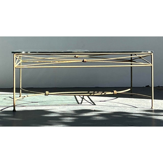 Vintage Boho Distressed Wrought Iron Coffee Table For Sale - Image 4 of 8