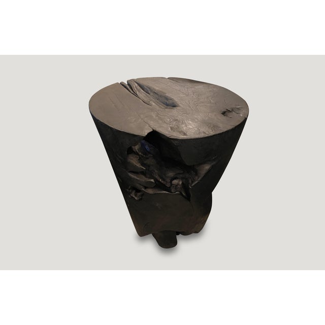 Andrianna Shamaris Organic Charred Teak Wood Side Table For Sale - Image 18 of 18