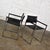 Late 20th Century Vintage Chrome & Black Vinyl Faux Leather Sling Director’s Chairs Straight Legs, a Pair For Sale - Image 5 of 12