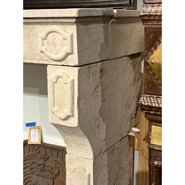 Antique French Limestone Fireplace Mantel From Burgundy, 19th Century For Sale - Image 15 of 18