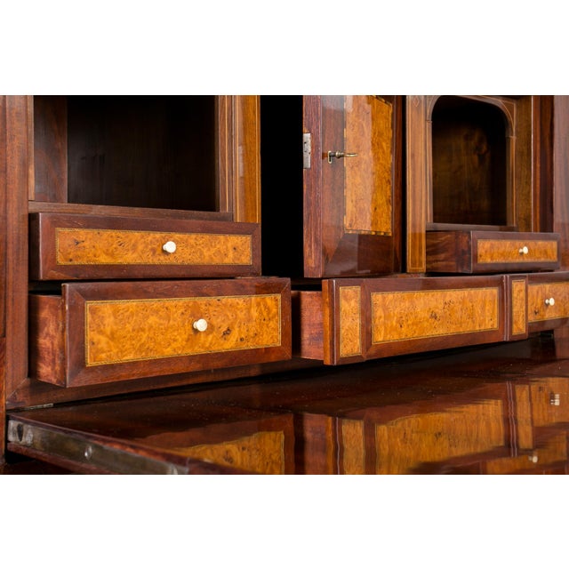 Brown 19th Century French-Polished Mahogany Secretary Desk For Sale - Image 8 of 14