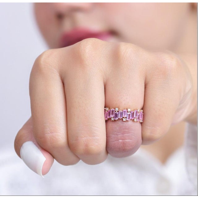 Natural pink sapphire diamond ring in 18k gold For Sale - Image 17 of 18