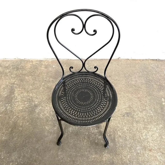 Vintage Black French Metal Outdoor Chairs - Set of 4 For Sale - Image 4 of 11