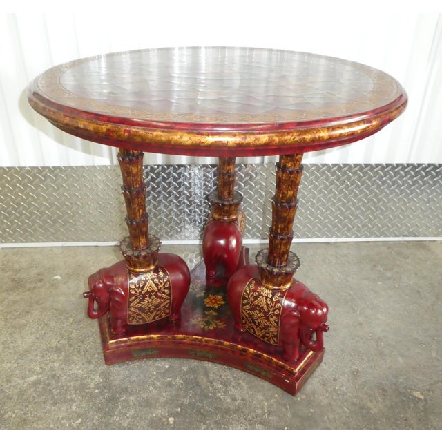 Maitland Smith Red Lacquer Elephant Center Table For Sale - Image 11 of 11