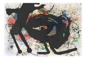 1973 Joan Miro 'Derriere Le Miroir, No. 203 Pg 10,11' Surrealism Multicolor,Black & White,Green France Lithograph