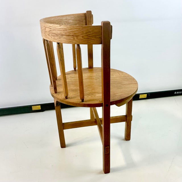 Early 1900s Antique Gustavian Folk Art Rustic European Oak Round Corner Side Chair. For Sale - Image 9 of 18