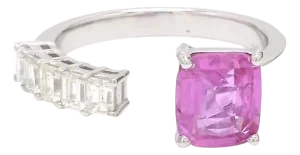 Natural 1.87 cts pink sapphire & 0.55 cts diamond ring in 18k gold