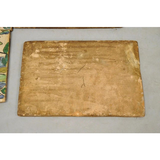 Blue Antique Persian Iznik Qajar Style Ceramic Pottery Tile Mosaic Polo Players C7 For Sale - Image 8 of 11