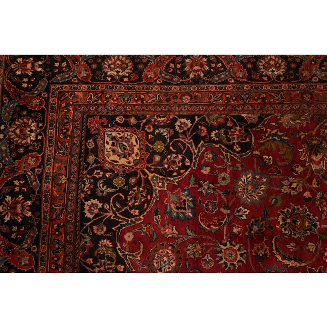 1940s Makhmalbaf Signed Fine Hand-Woven Persian Ghom Room Size Wool Rug, Circa 1940s For Sale - Image 5 of 11
