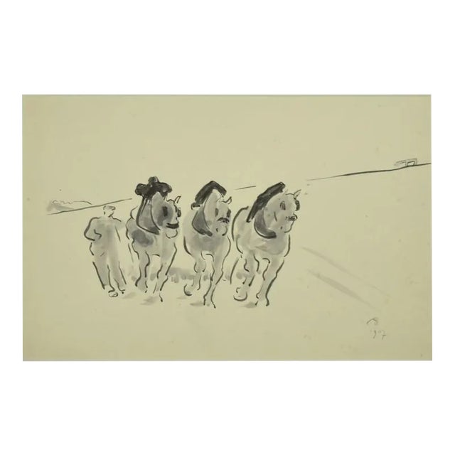 Unknown - Horse at a Trot - Original Pencil - Late 10th Century For Sale