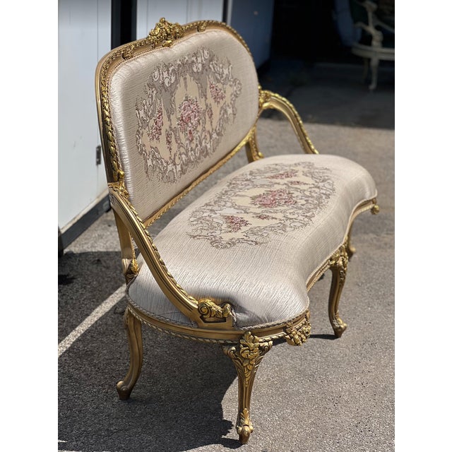 Gold Three-Seater French Rococo Style Settee Sofa For Sale - Image 8 of 9