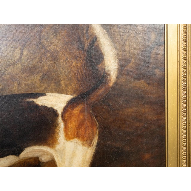 English English Oil on Canvas Painting Depicting a Bloodhound Dog, Signed and Dated For Sale - Image 3 of 12