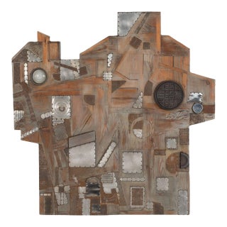 Max Neufeldt Metal Collage – Assemblage Sculpture 1975c For Sale