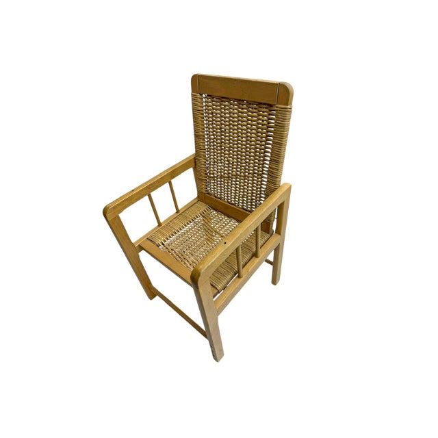 Scandinavian Style Wood and Wicker Children's Chair, 1970s For Sale - Image 4 of 8