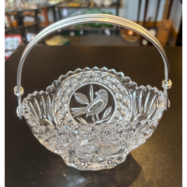 Glass Hofbauer Crystal Basket “Byrdes” Collection For Sale - Image 7 of 9