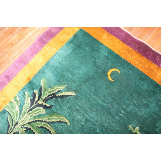 Antique Chinese Art Deco Carpet - 9' x 11'9" For Sale - Image 4 of 12
