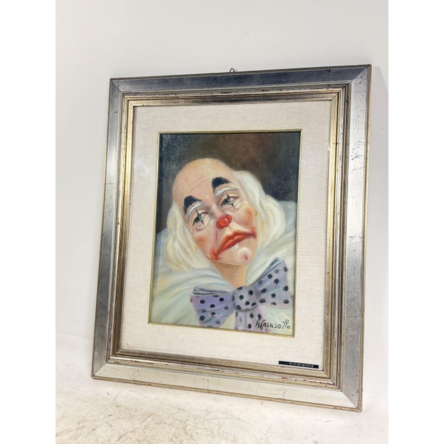 Unknown, Melancholic Clown Face, 1970s, Oil on Canvas, Framed For Sale - Image 6 of 6