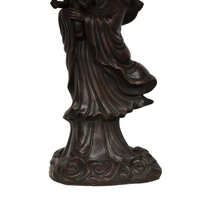 Chinese 1950s Vintage Chinese Carved Purple Clay Kwan Yin Statuary For Sale - Image 3 of 11