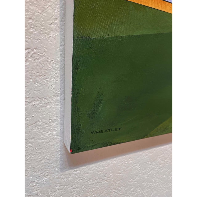 Contemporary Wide Open Sky by Justin Wheatley | Acrylic on Canvas Red Barn With Green Fields For Sale - Image 3 of 11