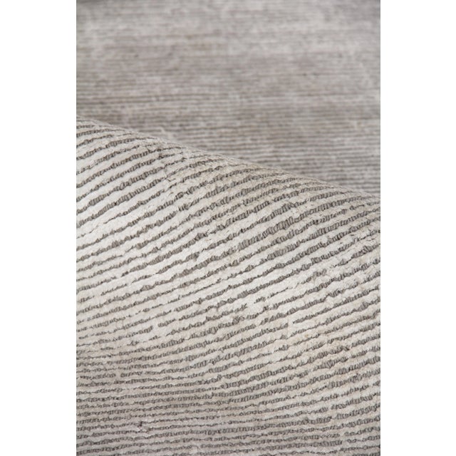 Raven Hand loom Wool/Viscose White/Gray Rug-9'x12" For Sale In Los Angeles - Image 6 of 7