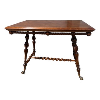 Fine Antique Mahogany Barley Twist Parlour Table, by Merklen Brothers, Ny 1890’s For Sale