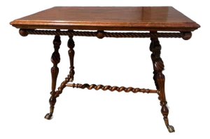 Fine Antique Mahogany Barley Twist Parlour Table, by Merklen Brothers, Ny 1890’s