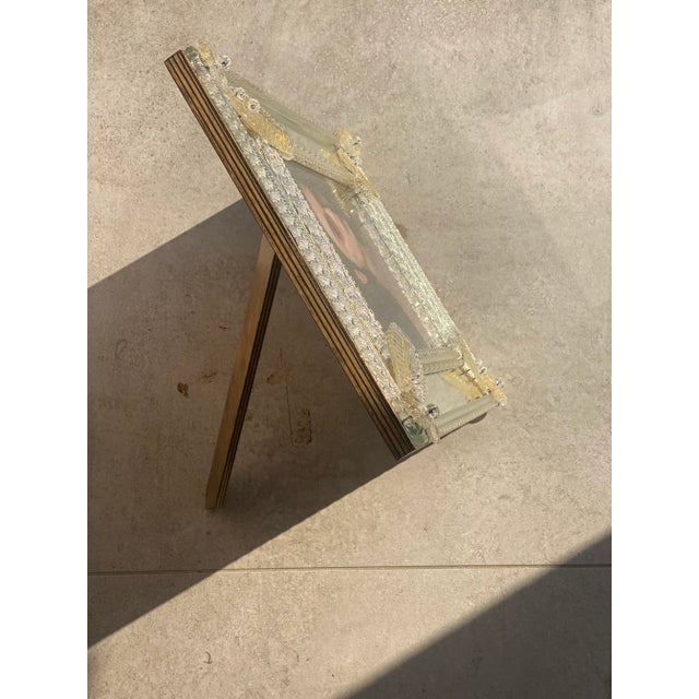 Contemporary Venetian Rectangular Photo Frame in Transparent and Gold Murano Glass For Sale - Image 4 of 13