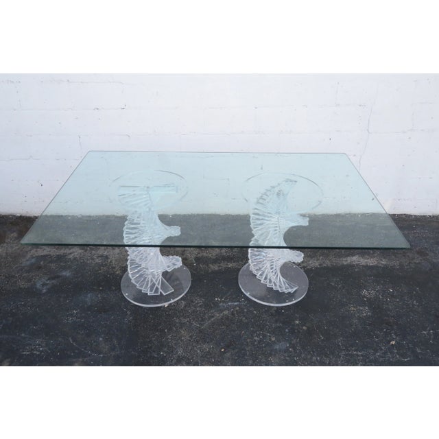 Hollywood Regency Stacked Lucite Base and Glass Top Dining Table For Sale - Image 13 of 13