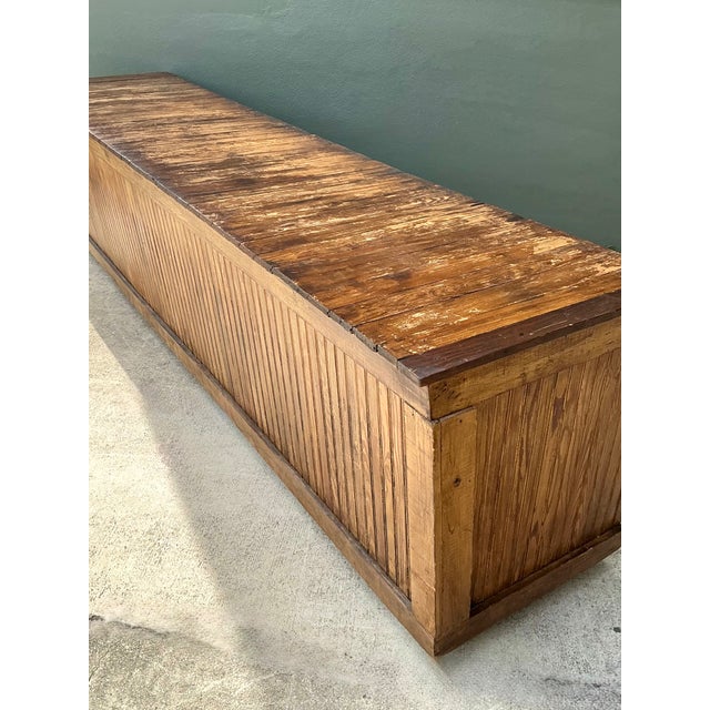 Wood Vintage Wood Industrial Long Counter For Sale - Image 7 of 13