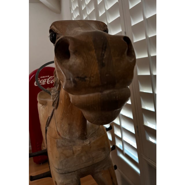Late 19th-Century American Carved Wood Carousel Horse on Cast Iron Stand For Sale - Image 4 of 9