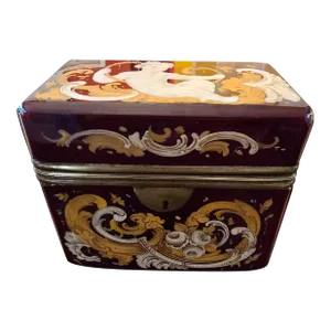 Antique Moser Bohemian Glass Ruby Jewelry Box Casket