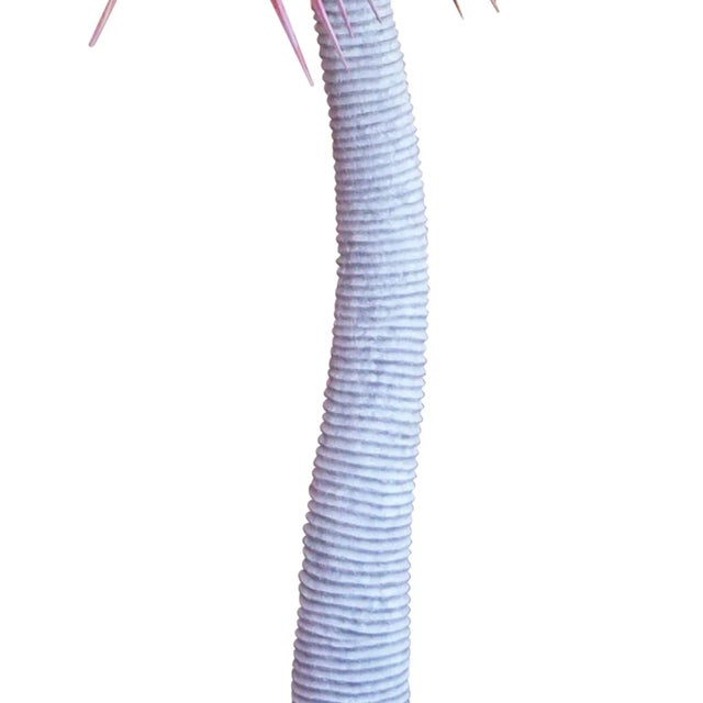 Green Carved Wood Colorful Life Size Palm Tree Sculpture For Sale - Image 8 of 10