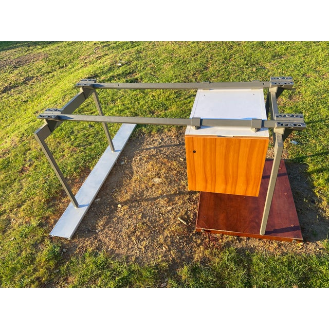 Metal Florence Knoll Antenna Desk With Storage For Sale - Image 7 of 12