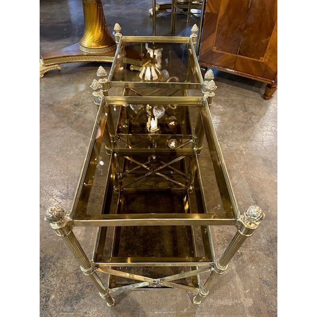 Modern Pair Jansen Manner Brass and Glass Side Tables For Sale - Image 3 of 7