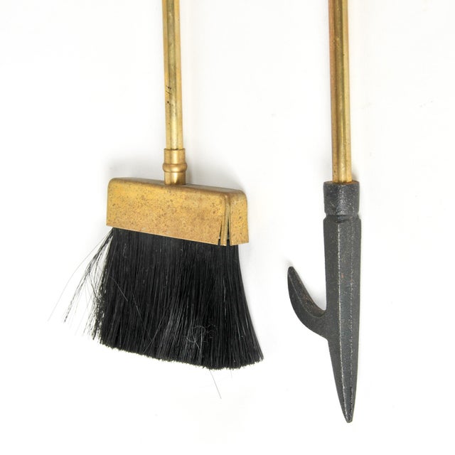 Vintage Brass Fireplace Tool Set 4-Piece Set With Art Deco Stand For Sale - Image 13 of 15