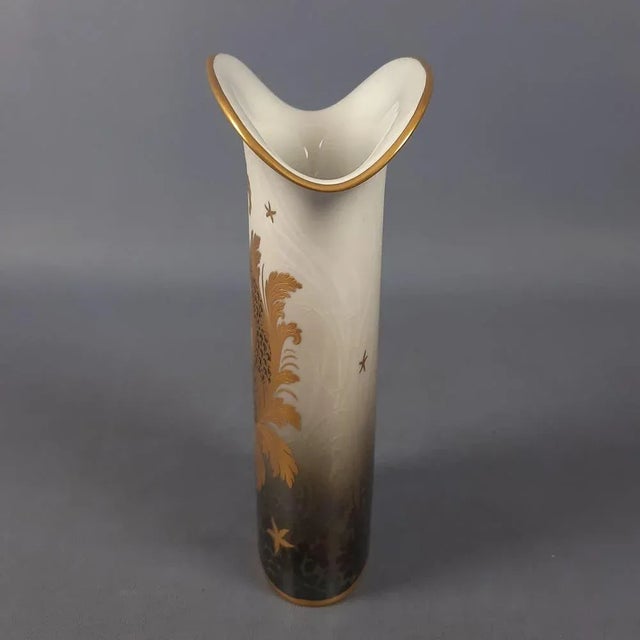 1970s Handmade 24 Karat Gold-Plated Porcelain Goldfish Vase from Morbelli, 1970s For Sale - Image 5 of 14